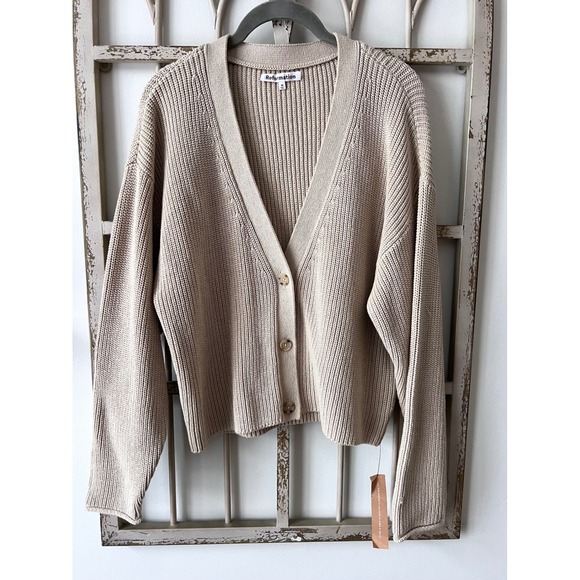 Reformation Sweaters - Reformation Jessa Cotton Cardigan Size Medium Tan